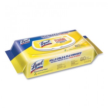 RAC 99716CT Lysol Disinfecting Wipes Flatpacks Lemon and Lime Blossom 6/80 Wipes per Case
